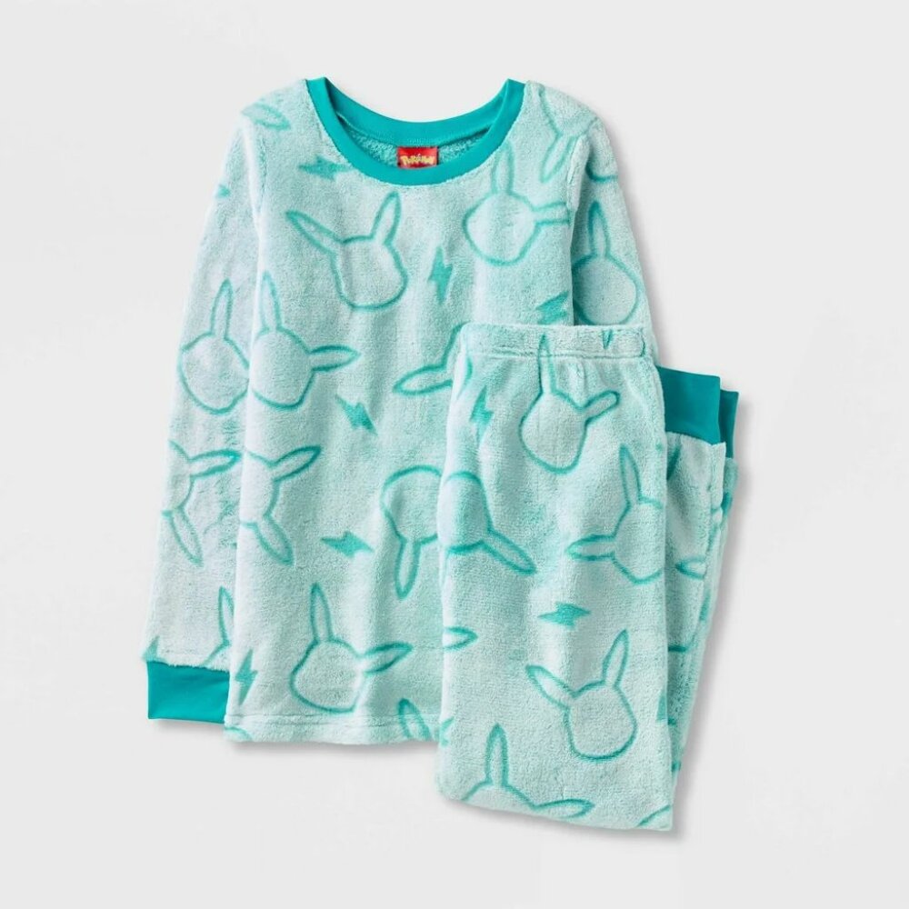 New! Girls' Pokémon Pikachu 2pc Gifting Pajama Set - Green